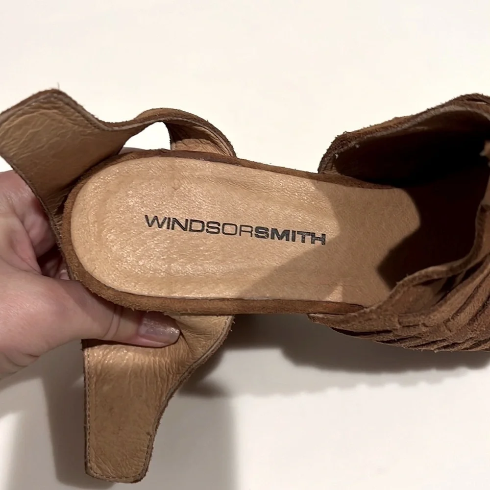 Windsor Smith chunky boho Platforms, suede leather, camel color, sz 6, TTS